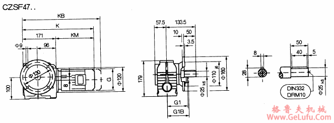 CZSF47..型斜齿轮蜗杆减速机的安装尺寸(图2)