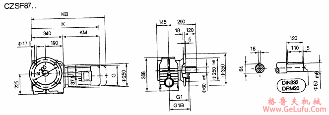 CZSF87..型斜齿轮蜗杆减速机的安装尺寸(图2)
