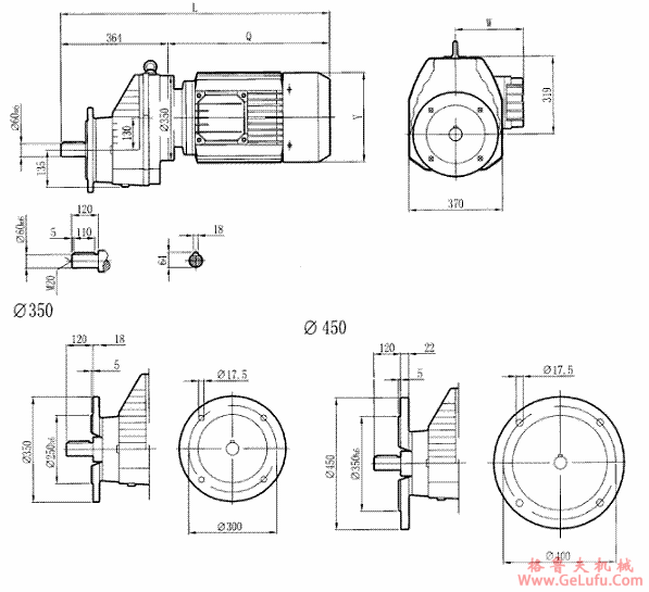 RCXF107..型硬齿轮减速机安装尺寸图(图2)