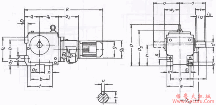 SWD140S90-SWD280S115底脚式，实心轴输出组合型斜齿轮――蜗轮蜗杆减速电机外形及安装尺寸(图2)