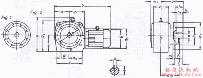 SWF225-SWF280法兰式，实心轴输出斜齿轮―蜗轮蜗杆减速电机外形及安装尺寸(图2)