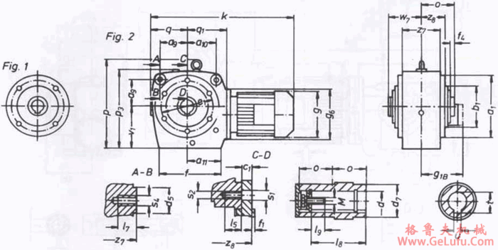 SWA100-SWA140轴装式，空心轴输出斜齿轮―蜗轮蜗杆减速电机外形安装尺寸(图2)