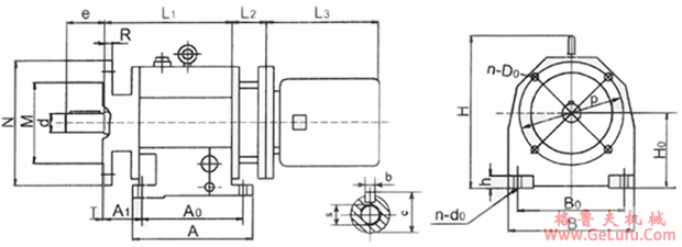 CJ07、CJ15、型齿轮三相异步减速机外形及安装尺寸(图3)