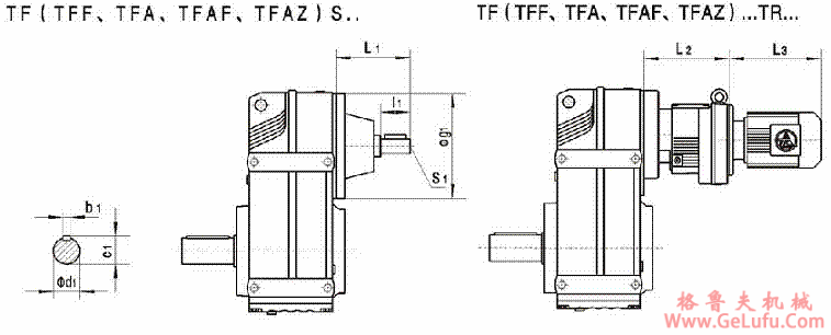 TF系列平行轴斜齿轮减速机的安装尺寸（型号为TF..S）(图2)