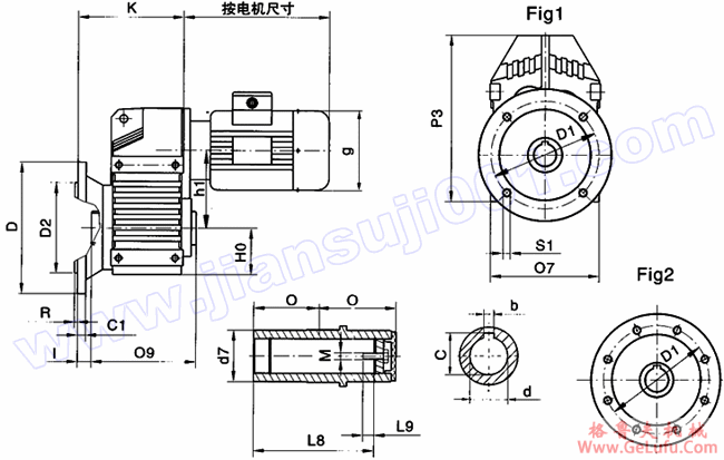 WF系列平行轴斜齿轮减速机安装尺寸（WFAF37-WFAF157）(图2)