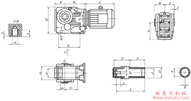 YCZJ100G、YCZJ112G、YCZJ140G、YCZJ180G、YCZJ212G、YCZJ265G、YCZJ315G、YCZJ375G、YCZJ450G系列斜齿轮－螺旋锥齿轮减速三相异步电动机外形及安装尺寸(图2)