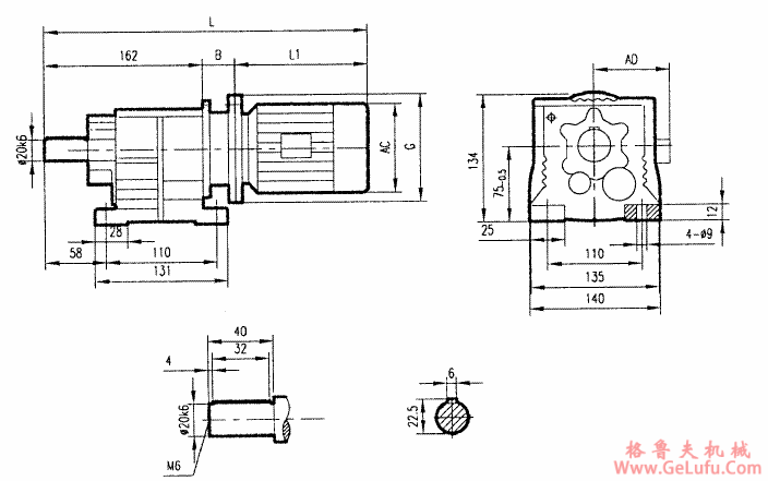 GR17系列斜齿轮减速电机安装结构尺寸(图2)