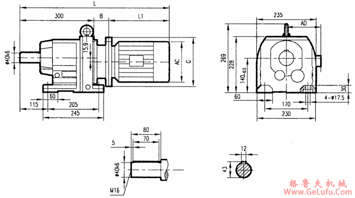 GR77系列斜齿轮减速电机安装结构尺寸(图2)