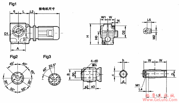 MNA37、MNA47、MNA57、MNA67、MNA77、MNA87、MNA97、系列圆柱蜗杆减速机的安装尺寸(图2)