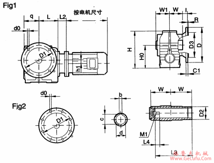 MNAF37、MNAF47、MNAF57、MNAF67、MNAF77、MNAF87、MNAF97、系列圆柱蜗杆减速机的安装尺寸(图2)