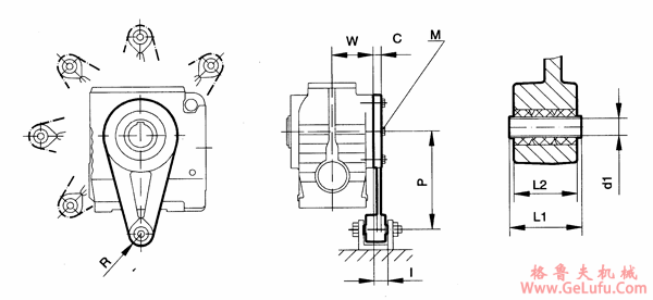 MNAT37、MNAT47、MNAT57、MNAT67、MNAT77、MNAT87、MNAT97、系列圆柱蜗杆减速机的安装尺寸(图2)