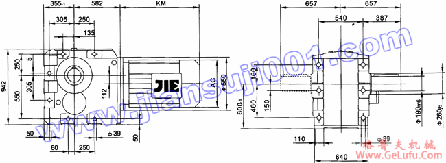 JRTK斜齿轮――伞齿轮减速机电机安装尺寸(JRTK187..)(图3)