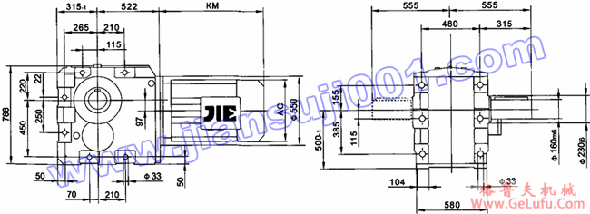JRTK斜齿轮――伞齿轮减速机电机安装尺寸(JRTK167..)(图3)