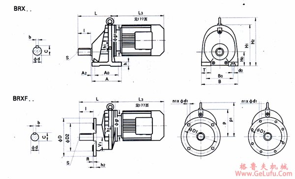BRX37、BRXF37、BRX57、BRXF57、BRX67、BRXF67、BRX77、BRXF77、BRX87、BRXF87、BRX97、BRXF97、BRX107、BRXF107、BRX127、BRXF127、BRX157、BRXF157系列斜齿轮硬齿面减速机安装尺寸(JB/T6447-92)(图2)