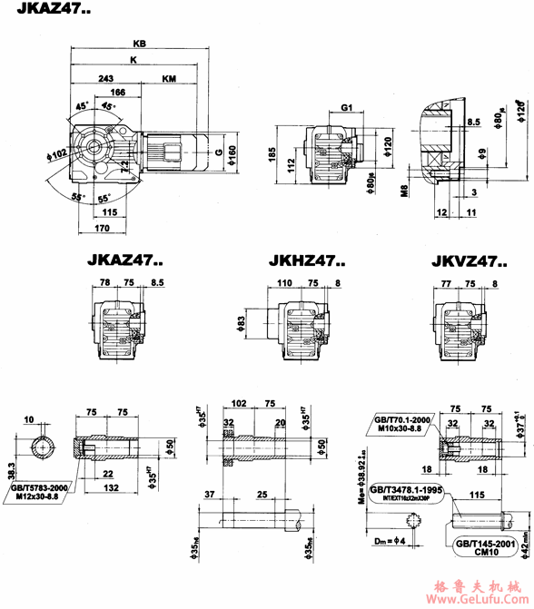 JK47..-JKVZ47..型减速电机外形安装尺寸(图5)