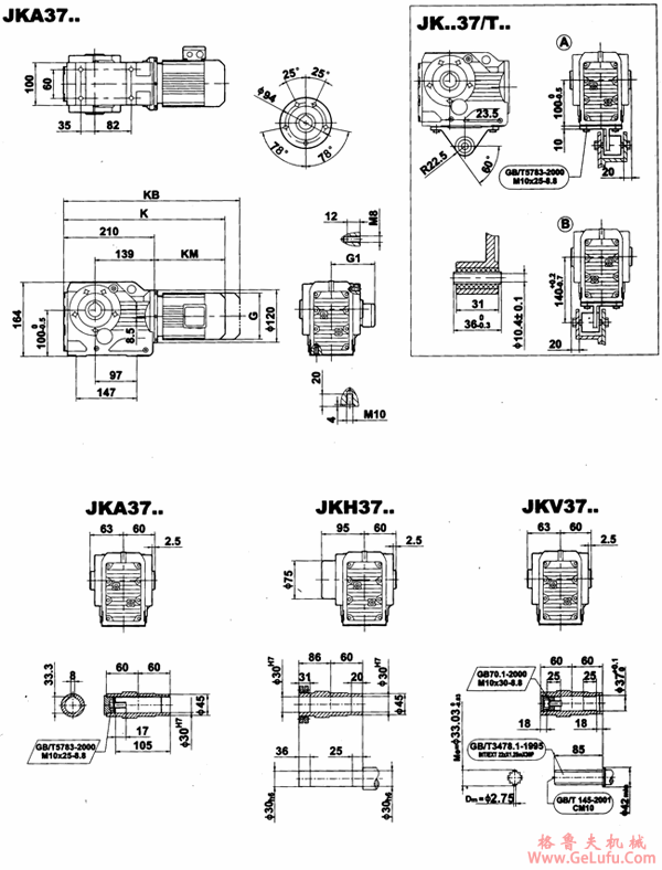 JK37..-JKVZ37..减速电机外形安装尺寸(图4)