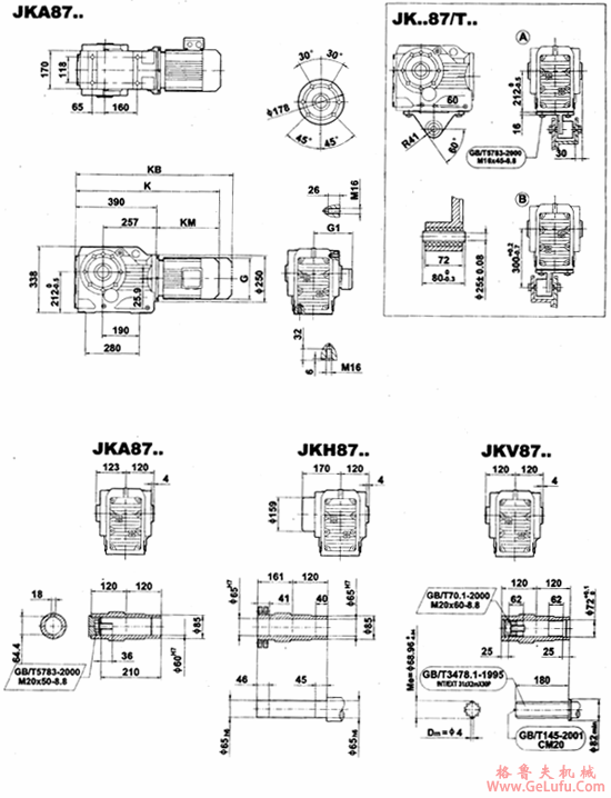 JK87..-JKVZ87..型减速电机外形安装尺寸(图4)