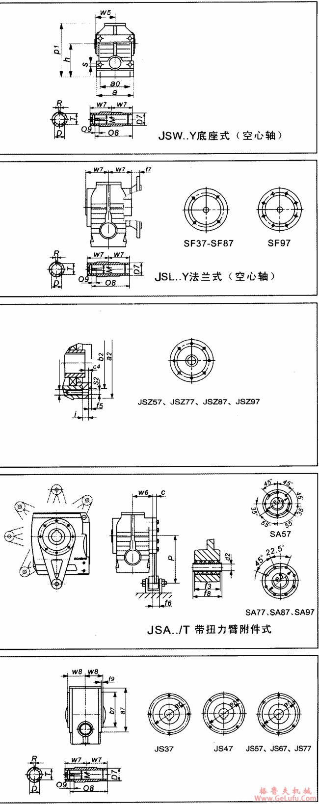 JS系列安装方位和尺寸图表（JS37-JS97）(图3)