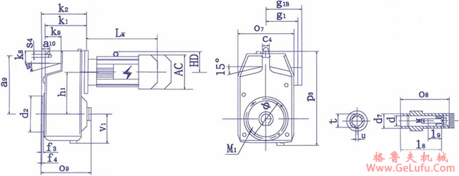 QSP系列齿轮减速三相异步电动机安装及外形尺寸