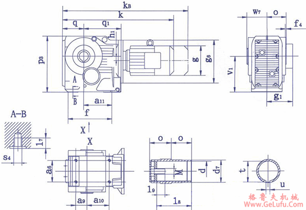QSH系列斜齿-圆锥齿轮减速电机外形及安装尺寸(图7)