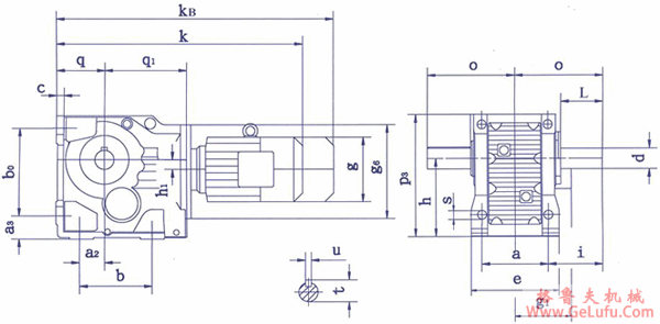 QSH系列斜齿-圆锥齿轮减速电机外形及安装尺寸(图2)