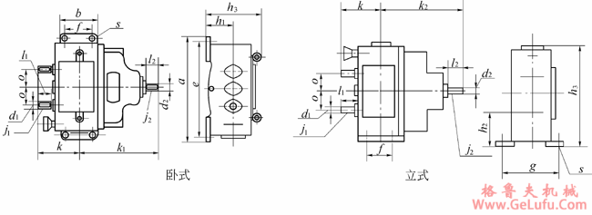 精密调速扩大功率XP型和扩大调速范围PX型无级变速机外形尺寸(图2)