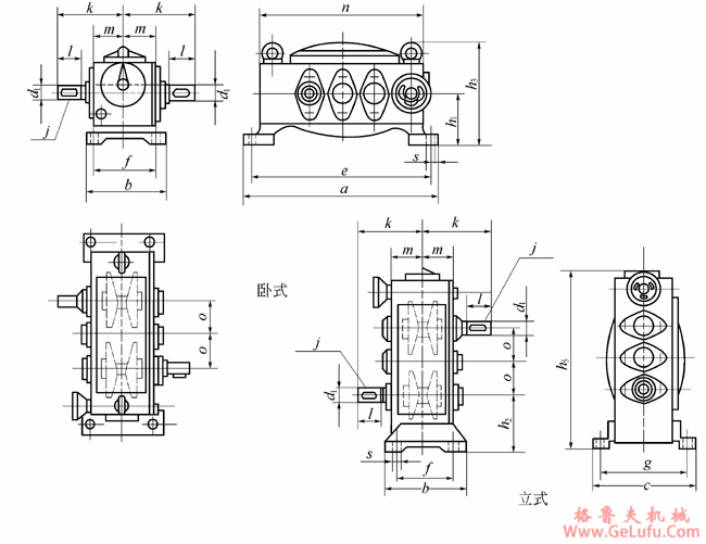 PS型的外形尺寸及装配形式(图2)