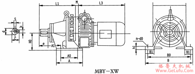 MBY-XW型行星摩擦机械无级减速机外型及机型号(图2)