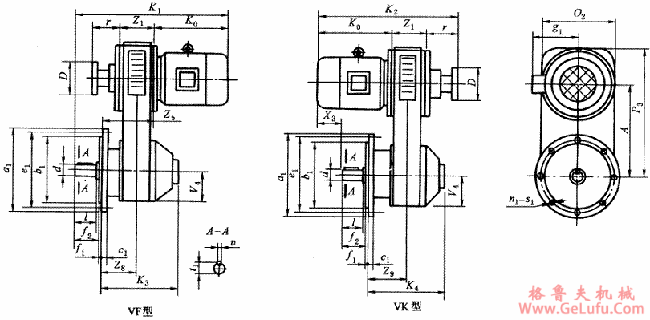 V型带式无级变速机标准变速机外形安装尺寸及性能参数(图2)