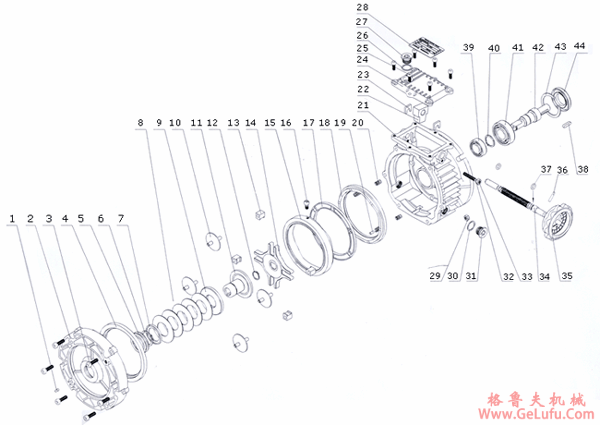 TXF行星锥盘无级变速机结构分解图(图2)