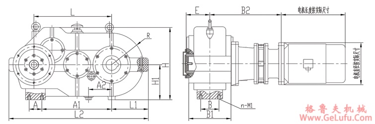JB型滚轮架专用减速机外型及安装尺寸(图2)