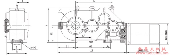JA型滚轮架专用减速机外型及安装尺寸(图2)