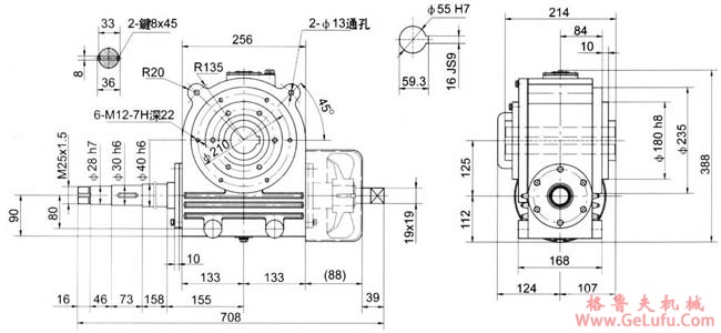干粉压机专用减速机外形尺寸(图2)