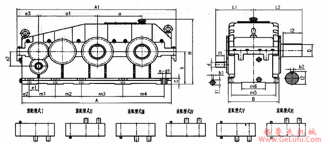 SK（XK）开炼机专用减速机外形尺寸及装配形式(图2)
