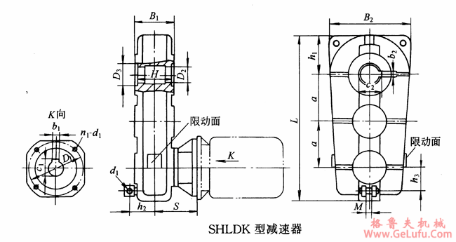 SHLDK125、SHLDK145、SHLDK175、SHLDK215型三环减速机型式与主要尺寸YB/T79-1995(图2)
