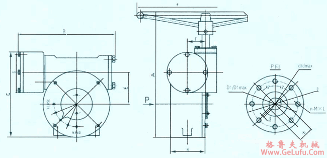 XJ系列双级蜗轮蜗杆传动阀门减速机结构简介及外形安装尺寸(图4)
