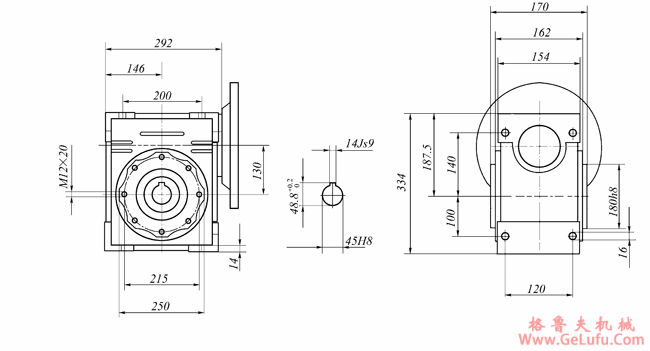 WWJ系列蜗杆减速机(WWJ130型尺寸图)(图2)