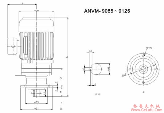 ADC系列摆线减速机尺寸图表ANVM-9085～9125TB(图2)