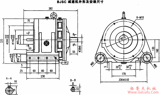 BJSC系列摆线针轮减速机外形安装尺寸(图2)