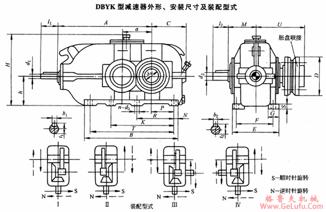 DBYK160、DBYK180、DBYK200、DBYK224、DBYK250、DBYK280、DBYK315、DBYK355、DBYK400、DBYK450、DBYK500、DBYK560型减速机外形、安装尺寸及装配型式JB/T9002-1999(图2)