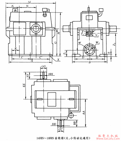 14HS、15HS、16HS、17HS、18HS、高速齿轮箱外形尺寸（焊接箱体）(图2)