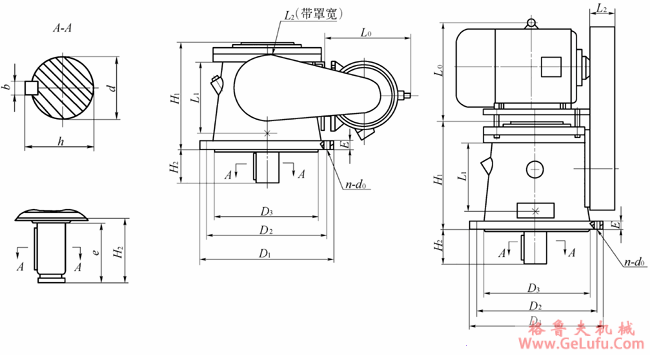 ZLDA1、ZLDA2、ZLDA3、ZLDA4、ZLDA5、ZLDA6、ZLDA7、ZLDA8、ZLDA9、ZLDA10、ZLDA11、系列螺旋锥齿轮减速机主要尺寸(图2)