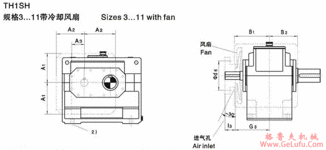 TH1SH型平行轴减速机单级传动卧式安装(图3)