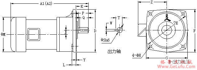 CV型立式单相--三相齿轮减速马达的外形尺寸图(图2)
