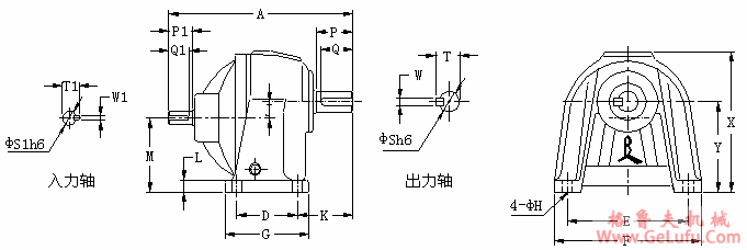 CVD型：立式双轴型齿轮减速机的外形尺寸图(图2)