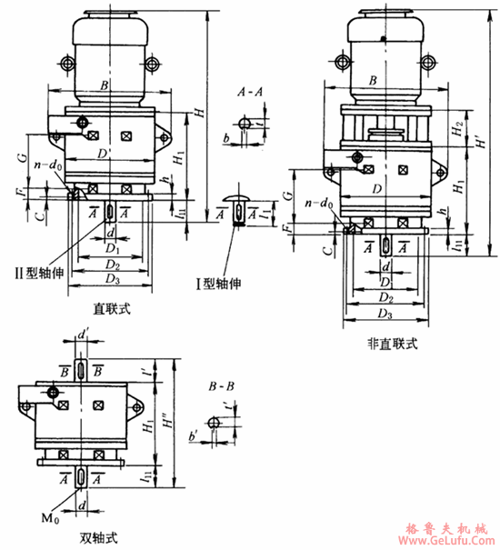 LC75、LC100、LC125、LC150、LC200、LC250、LC325、型立式两级硬齿面圆柱齿轮减速机外形、安装尺寸(HG5-746-78)(图2)
