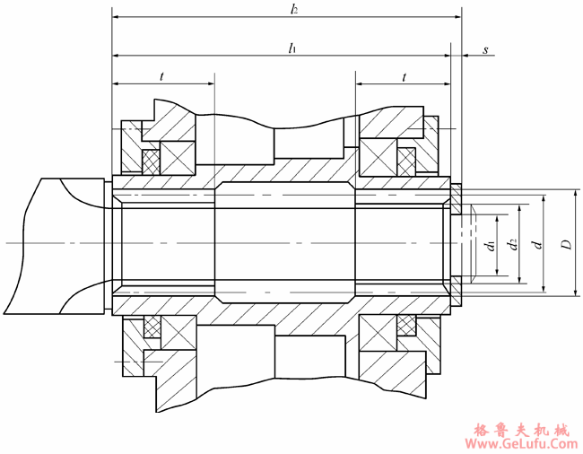 QS06、QS08、QS10、QS12、QS16、型起重机“三合一”运行机构用减速机的输出端尺寸(ZBJI19027)(图2)