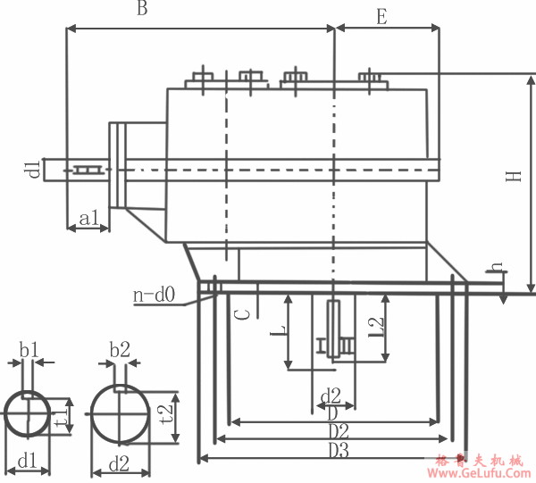 CF系列圆锥圆柱硬齿面齿轮减速机外形尺寸(图2)