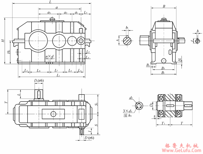 JPT型渐开线圆柱齿轮减速机型式及尺寸（JB/T10244-2001）(图6)