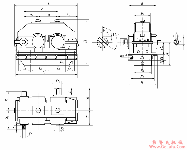 KPTH型渐开线圆柱齿轮减速机外形及安装尺寸（JB/T10243―2001）(图2)